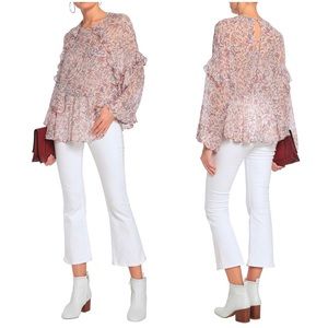 IRO Ruffle Floral Crepe de Chine Georgette Blouse